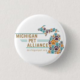 Michigan Paw Drukt Buttonnen Ronde Button 3,2 Cm