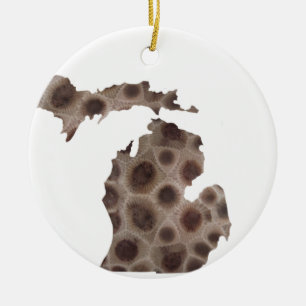 Michigan Petoskey Stone, Grote Meren mitten Keramisch Ornament