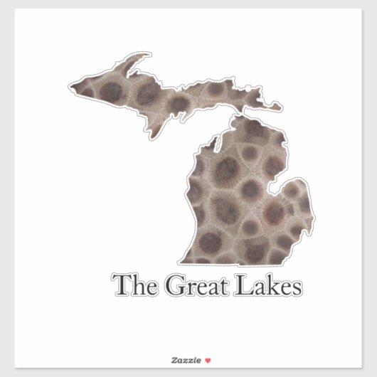 Michigan Petoskey Stone, Grote Meren mitten Sticker (Vel)