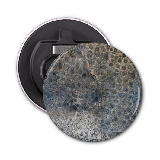 Michigan Petoskey Stone Pattern Button Flesopener (Voorkant)