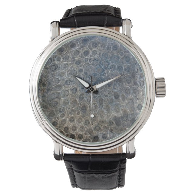 Michigan Petoskey Stone Pattern Horloge (Voorkant)