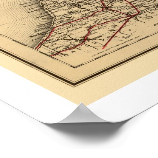 Michigan Railroad Map 1886 Poster (Hoek)