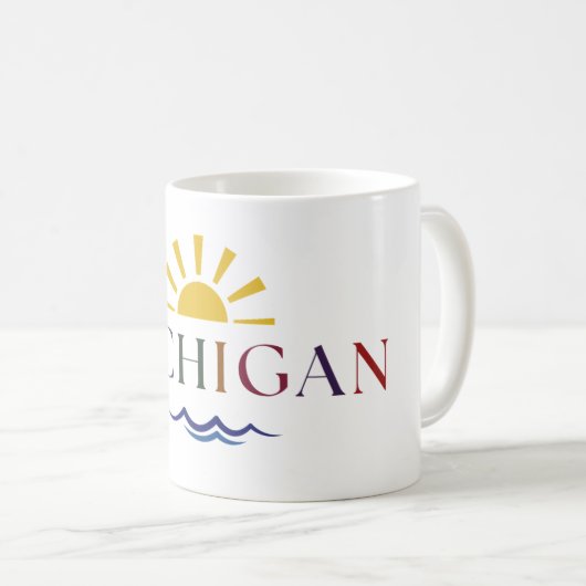 Michigan Rainbow Text Coffee Mug (Devant droit)