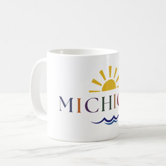 Michigan Rainbow Text Coffee Mug (Devant gauche)