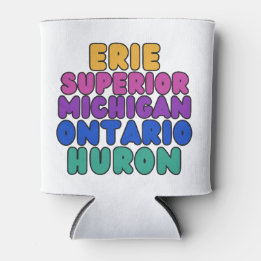 Michigan Rainbow Text Great Lakes Can Cooler