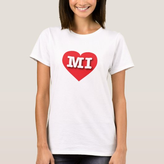 MIchigan Red Heart - Ik hou van MI T-shirt (Voorkant)