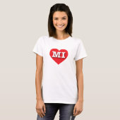 MIchigan Red Heart - Ik hou van MI T-shirt (Voorkant volledig)
