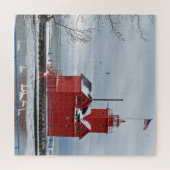 Michigan Red Lighthouse met Swans Legpuzzel (Horizontaal)