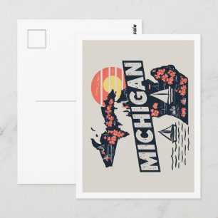 Michigan Retro Travel Design Iconische Verenigde S Briefkaart