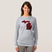 Michigan rood-zwart geruite kaart lange mouw T-shi T-shirt (Voorkant volledig)