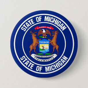 Michigan Round Emblem Ronde Button 7,6 Cm