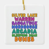 Michigan Sand Dunes Rainbow Bubble Letter Ornament (Voorkant)
