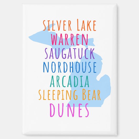 Michigan Sand Dunes Rainbow Text Magnet (Recto)