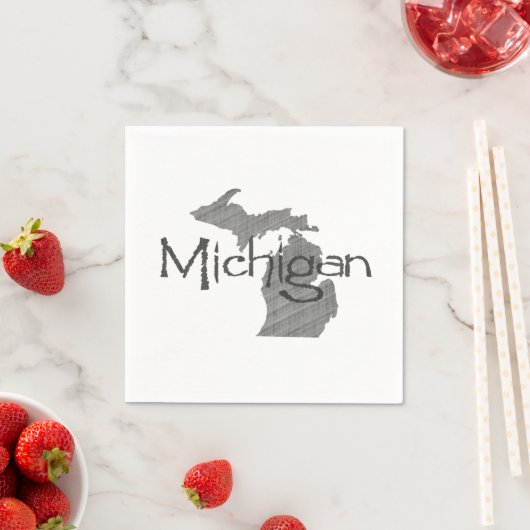 Michigan Shaped Gray Textured Chalkboard Servetten (Insitu)