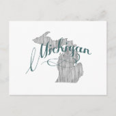 Michigan Shaped  Gray Typografie Name Briefkaart (Voorkant)