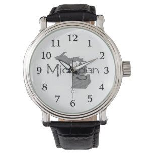 Michigan Shaped Grey Chalkboard Achtergrond Horloge