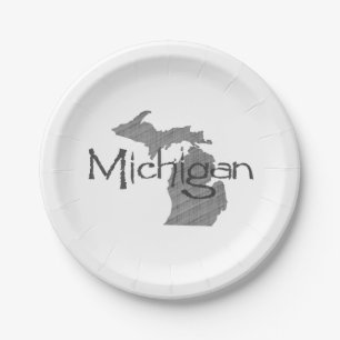 Michigan Shaped Grey Michigander Paper Party Papieren Bordje