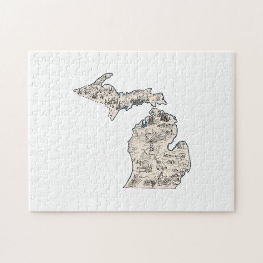 Michigan Shaped Michigander  Afbeelding Map Legpuzzel (Horizontaal)