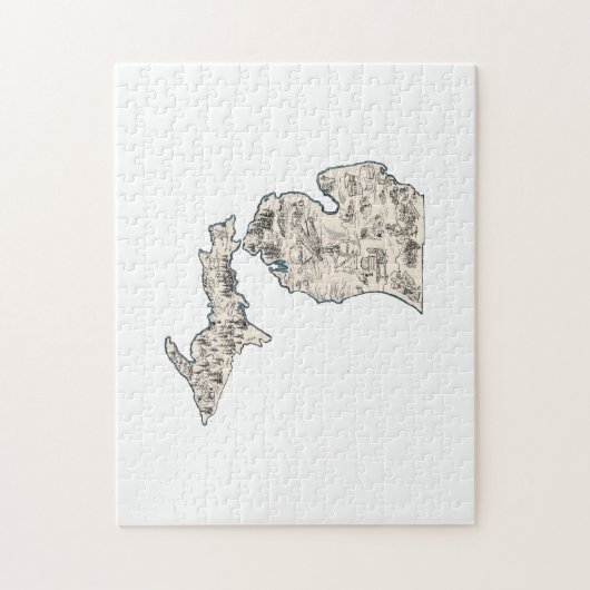 Michigan Shaped Michigander Afbeelding Map Legpuzzel (Verticaal)