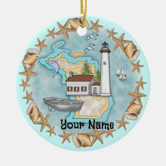 Michigan Shells Lighthouse Ornament (Voorkant)