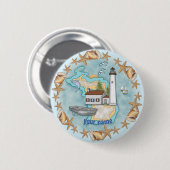 Michigan Shells Lighthouse pinknop Ronde Button 5,7 Cm (Voorkant /achterkant)