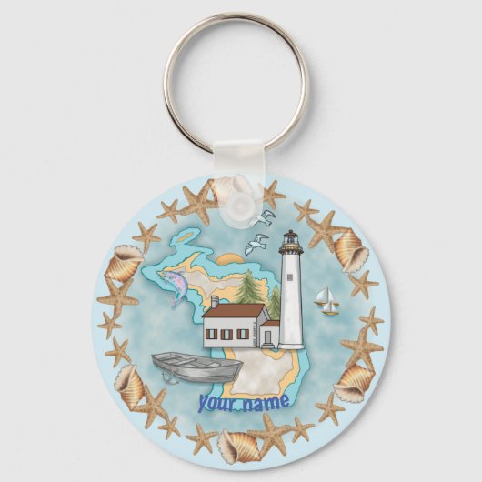 Michigan Shells Lighthouse sleutelhanger (Voorkant)