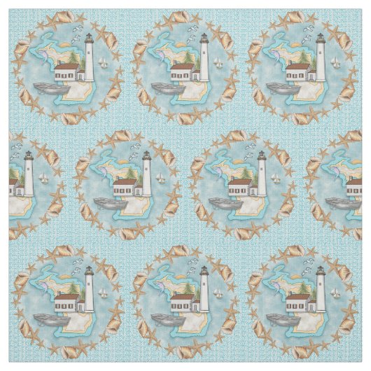 Michigan Shells Lighthouse Stof (Swatch)