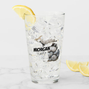 Michigan Silhouette gevuld met petoskeystonen Glas