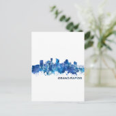 Michigan Skyline Blue Feestdagenkaart (Staand voorkant)