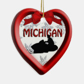 Michigan Snowmobile Heart Kerstannament Keramisch Ornament (Rechts)