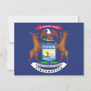 Michigan Staatsvlag Groot Meren Staat Zegel Eland Briefkaart