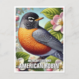 Michigan State Bird Amerikaanse Robin Briefkaart