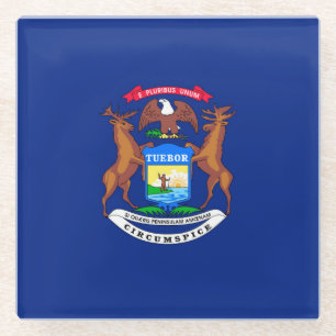 Michigan State Flag Design Decor Glazen Onderzetter