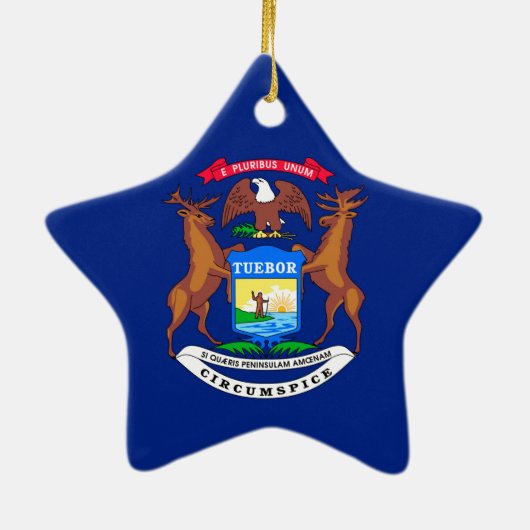 Michigan State Flag Design Keramisch Ornament (Achterkant)