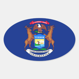 Michigan State Flag Design Ovale Sticker