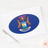 Michigan State Flag Design Ovale Sticker (Envelop)