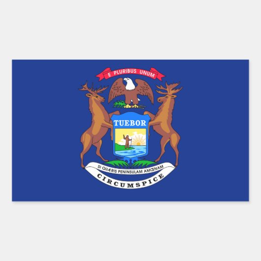 Michigan State Flag Design Rechthoekige Sticker (Voorkant)