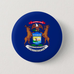 Michigan State Flag Design Ronde Button 5,7 Cm