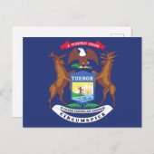 Michigan State Flag Great Lakes State Seal Moose Briefkaart (Voorkant / Achterkant)