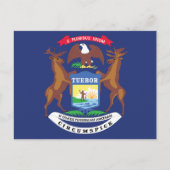 Michigan State Flag Great Lakes State Seal Moose Briefkaart (Voorkant)