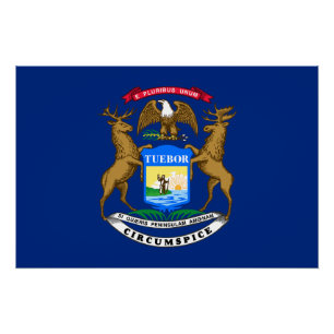 Michigan State Flag Perfect Poster
