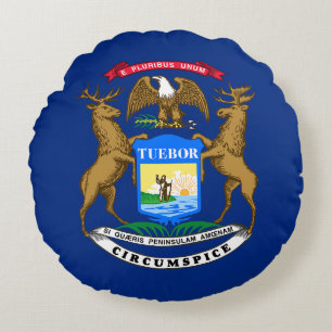 Michigan State Flag Rond Kussen
