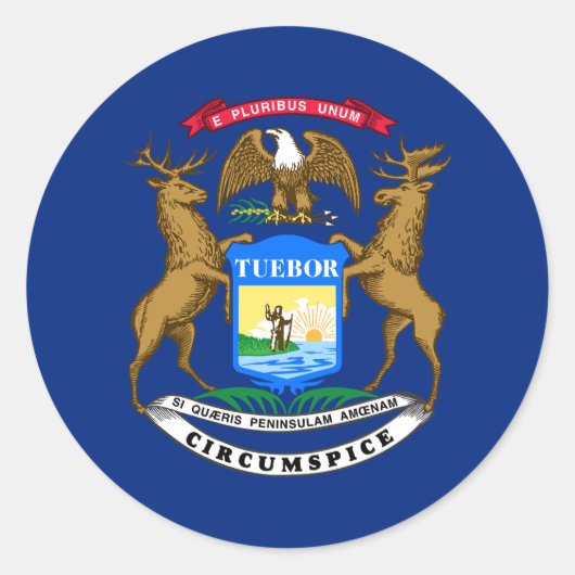 Michigan State Flag Ronde Sticker (Voorkant)