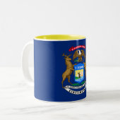 Michigan State Flag Tweekleurige Koffiemok (Voorkant links)