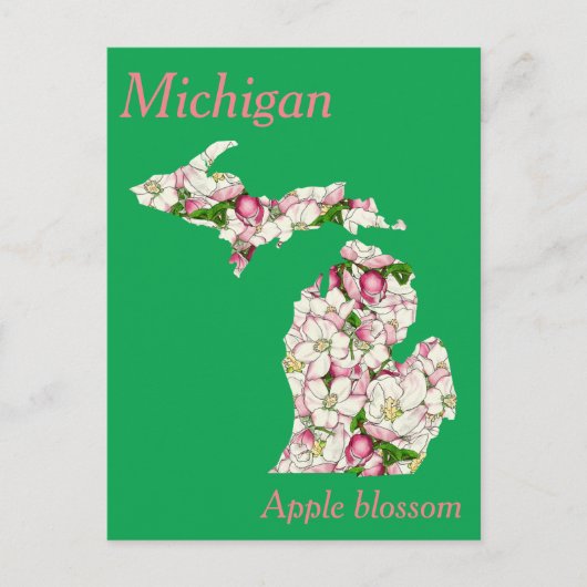 Michigan State Flower Collage Map Briefkaart (Voorkant)