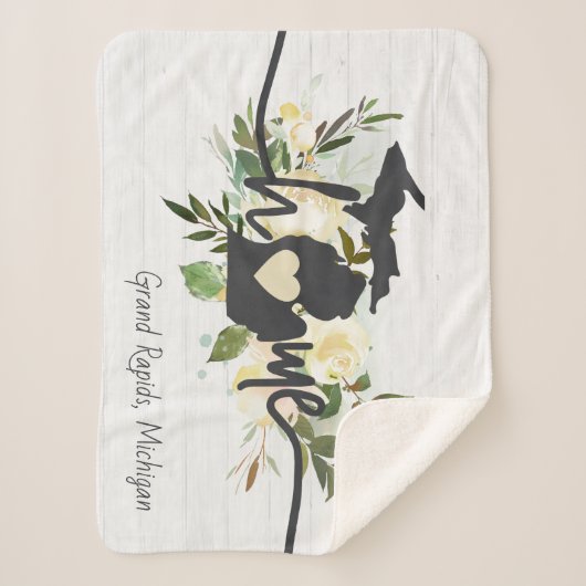 Michigan State heeft uw thuisstad Rustic gepersona Sherpa Deken (Voorkant)