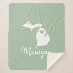Michigan State map love home  Sherpa Deken