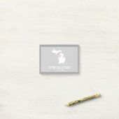 Michigan State Map met Custom Love Heart en Name Post-it® Notes (Op bureau)