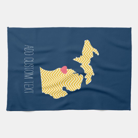 Michigan State Map met Custom Love Heart en Name Theedoek (Horizontaal)