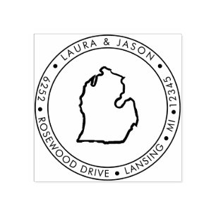 Michigan State Map Retouradres Wood Art Stamp Rubberstempel